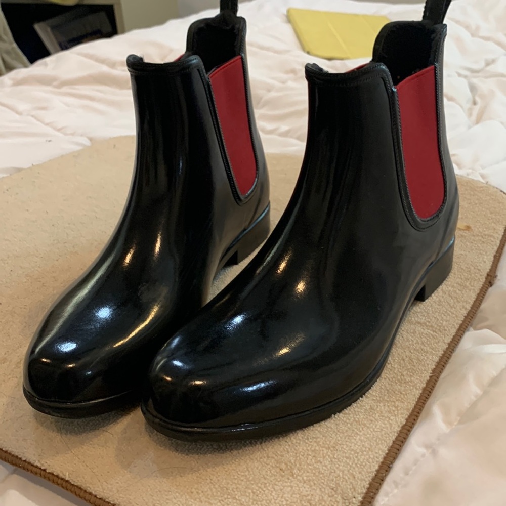 Lauren Ralph Lauren Women's Us Size 10 Black And Red Rain Boots